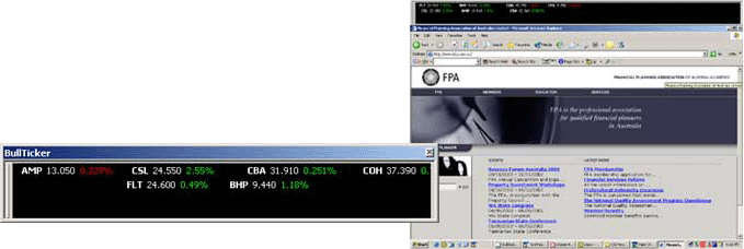 BullTicker anchored at top of screen